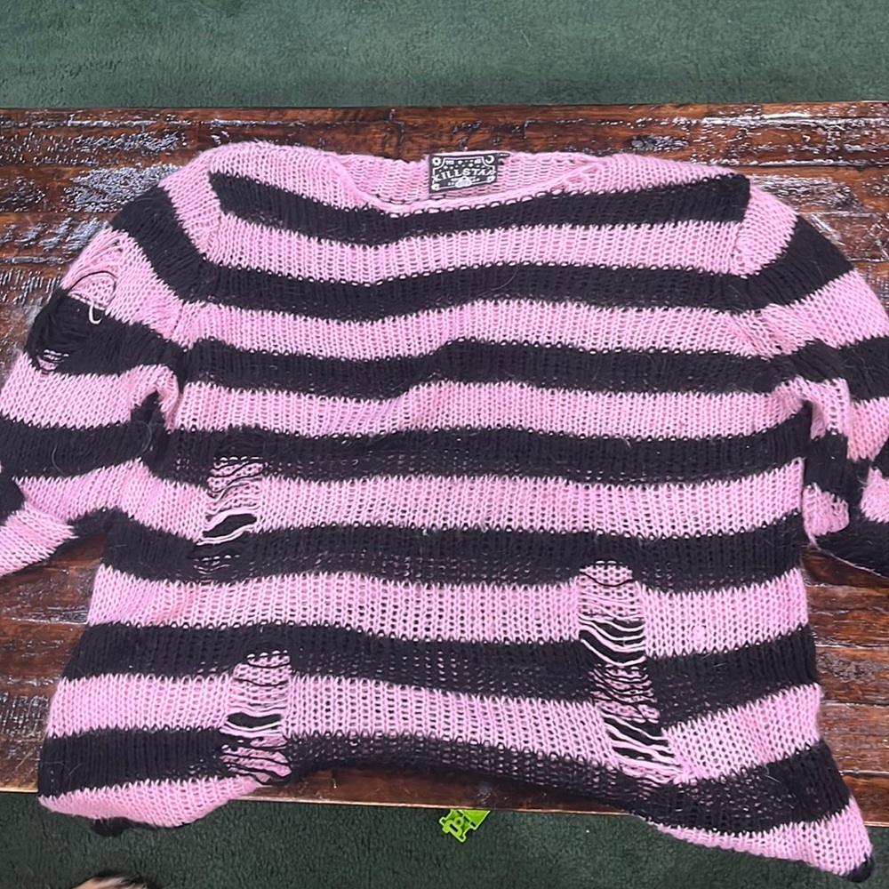 Killstar black and pink stripe oversized too